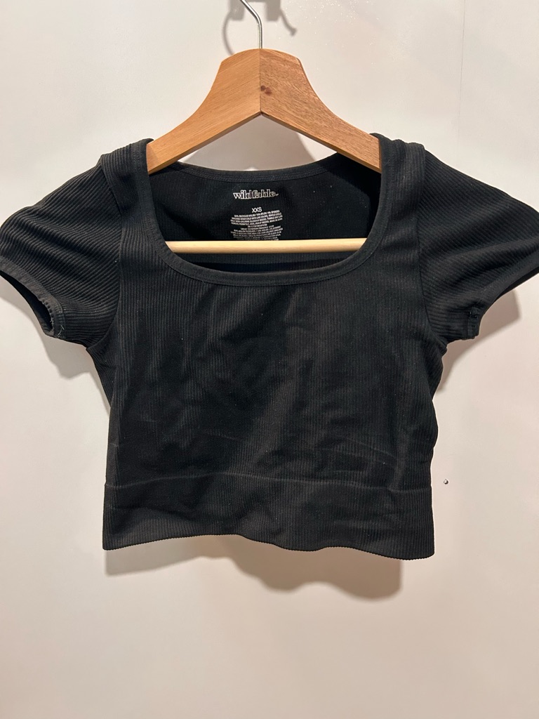 Wild Fable Black Ribbed Scoop Crop Top